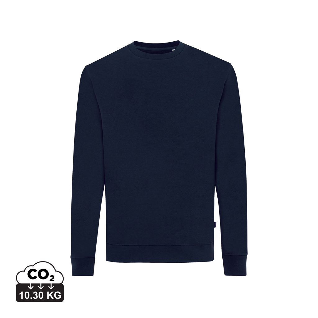 Pull promotionnel unisexe coton recyclé 340g Iqoniq Zion Bleu marine
